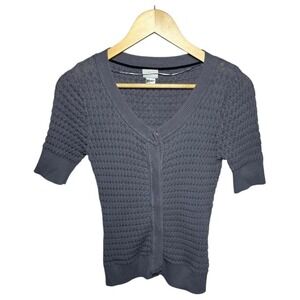 H&M Popcorn Knit Cardigan Womens Small Gray Short Sleeve V-Neck